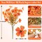 Artificial Fall Flowers for Decoration – Fall Mums with Orange-Green Leaves, UV Resistant Daisy Eucalyptus for Garden, Patio, Porch, and Home Decor (12 Pieces)